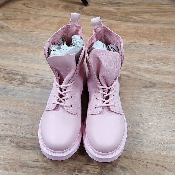 🩵NIB Dr. Martens Chalk Pink Mono Pascal Virginia Leather 1460 Boots Size 8 - Picture 5 of 15